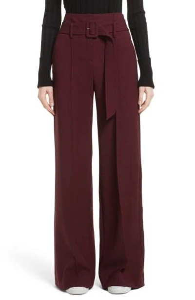 Shop Theory Camogie High Waist Belted Pants In Dark Currant