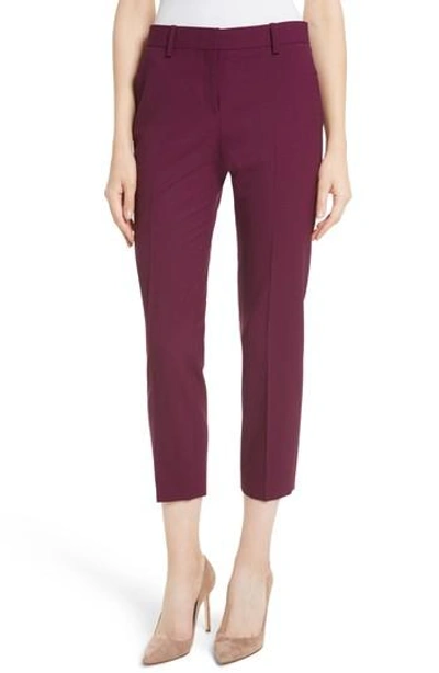 Shop Theory Treeca 2 Good Wool Crop Suit Pants In Pink Currant