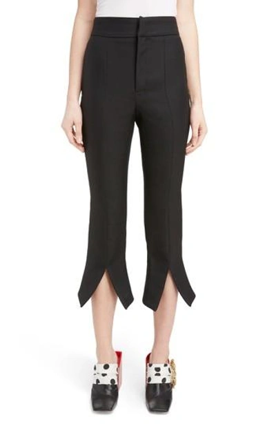 Shop Jacquemus Slit Cuff Crop Flare Pants In Black