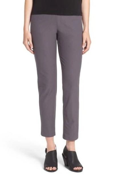Shop Eileen Fisher Stretch Crepe Slim Ankle Pants In Ash