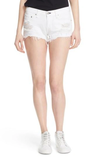Shop Rag & Bone Ripped Cutoff Denim Shorts In White Marin