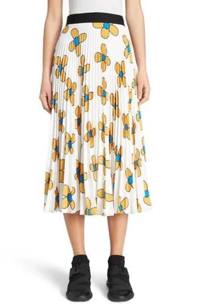 Shop Christopher Kane Flower Print Midi Skirt In Orange Flower