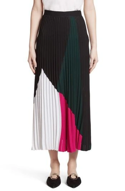 Shop Proenza Schouler Colorblock Knit Skirt In Black/ White/ Deep Pine