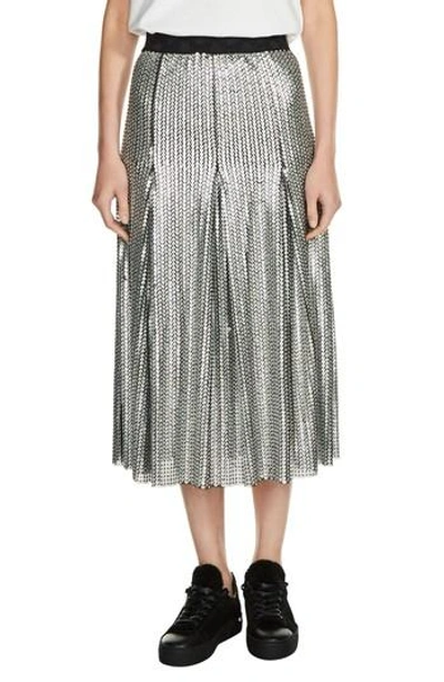 Shop Maje Sequin Midi Skirt In Silver