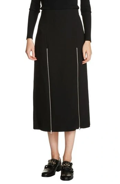 Shop Maje Zip Detail Midi Skirt In Black
