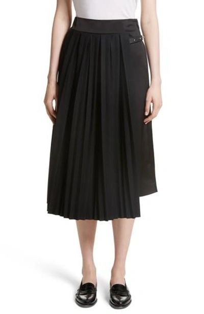 Shop Loewe Pleated Panel Skirt In Black