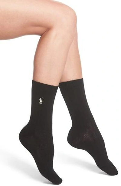 Shop Ralph Lauren Texture Rib Boot Socks In Black