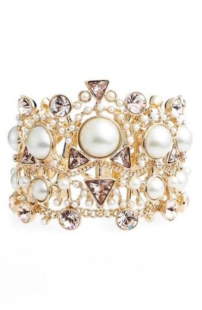Shop Givenchy Chelsea Drama Crystal Flex Bracelet In White / Silk / Gold