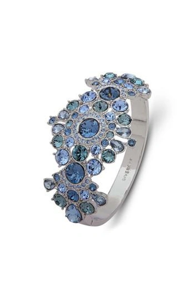 Shop Givenchy Verona Drama Crystal Bracelet In Blue / Silver