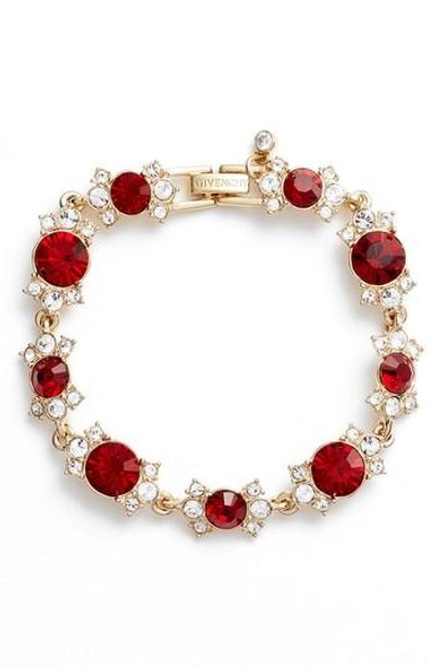 Shop Givenchy Crystal Bracelet In Red/ Gold