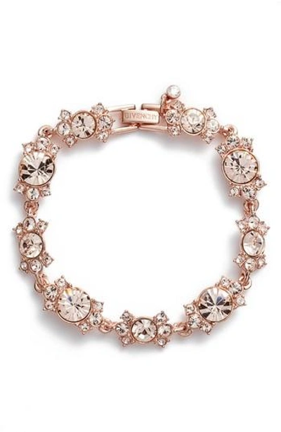 Shop Givenchy Crystal Bracelet In Silk/ Rose Gold