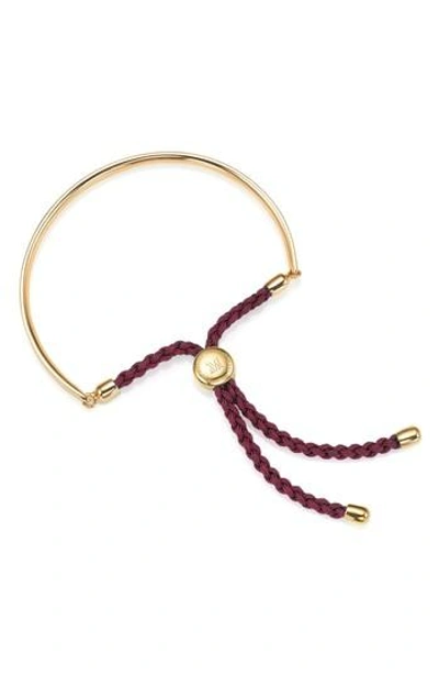 Shop Monica Vinader Engravable Fiji Friendship Bracelet In Gold/ Red Berry