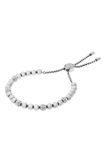 Shop Michael Kors Beaded Bracelet In Silver