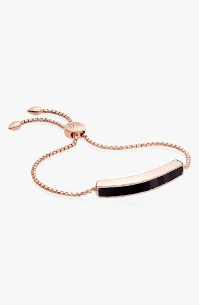 Shop Monica Vinader Baja Stone Bracelet In Rose Gold/ Black Onyx