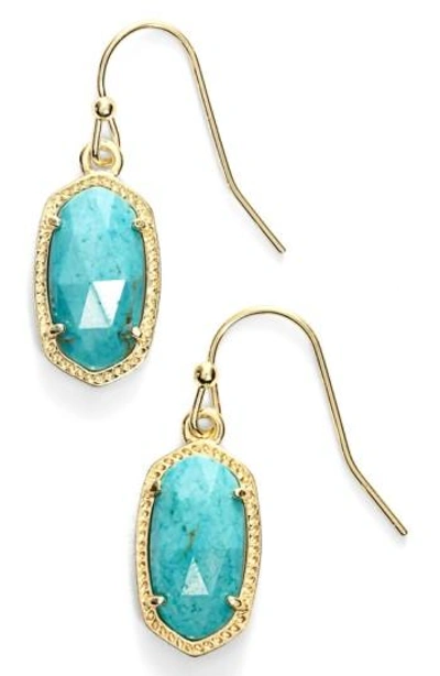 Shop Kendra Scott Lee Small Drop Earrings In Turquoise/ Gold
