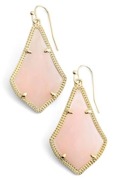 Shop Kendra Scott Alex Drop Earrings In Rose Quartz/ Gold
