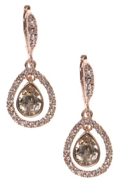 Shop Givenchy Crystal Drop Earrings In Rose Gold / Silk