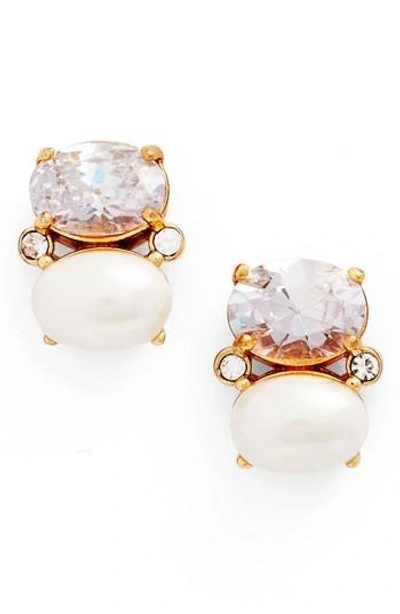 Shop Kate Spade Shine On Crystal Stud Earrings In Cream Multi
