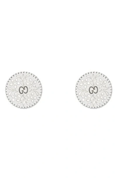 Shop Gucci Icon Blooms Stud Earrings In White Gold