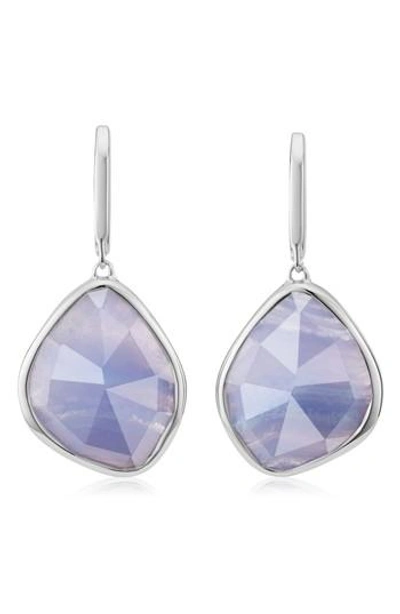 Shop Monica Vinader Siren Nugget Semiprecious Stone Drop Earrings In Silver/ Blue Lace Agate