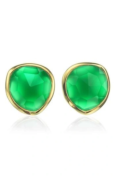 Shop Monica Vinader 'siren' Semiprecious Stone Stud Earrings (nordstrom Exclusive) In Gold/ Green Onyx