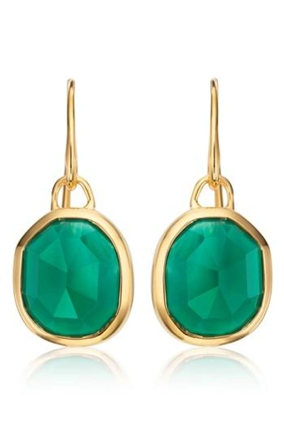 Shop Monica Vinader Siren Semiprecious Stone Drop Earrings In Green Onyx/ Rose Gold