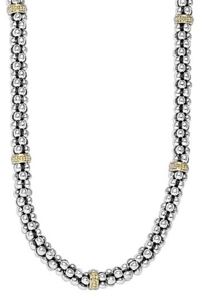 Shop Lagos Mini Caviar(tm) Rope Necklace In Silver / Gold