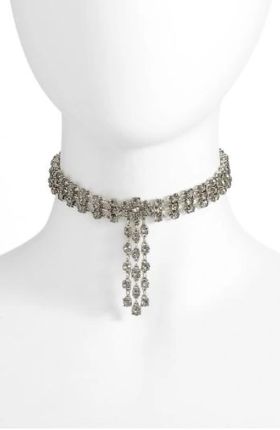 Shop Oscar De La Renta Crystal Tassel Choker Necklace In Black