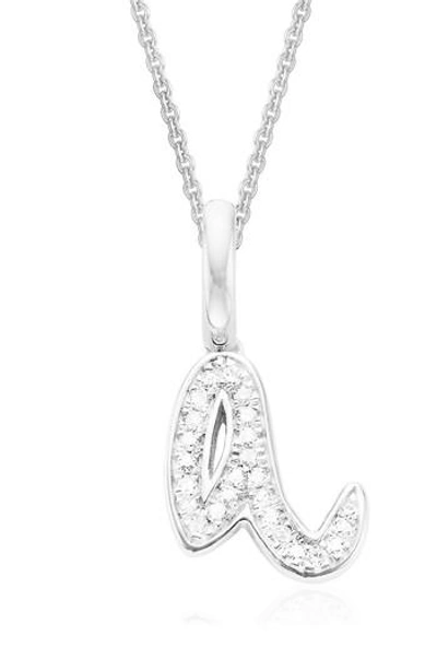 Shop Monica Vinader Alphabet Diamond Pave Pendant Charm In Silver/ Diamond