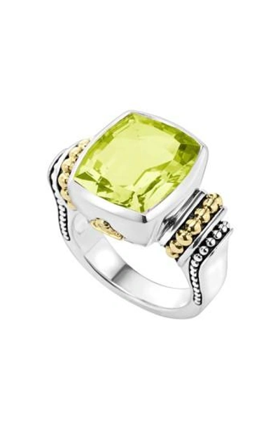 Shop Lagos 'caviar Color' Medium Semiprecious Stone Ring In Green Quartz