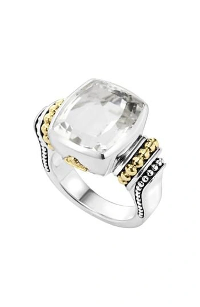 Shop Lagos 'caviar Color' Medium Semiprecious Stone Ring In White Topaz