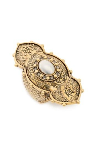 Shop Alexander Mcqueen Jewel Oval Ring In Gold