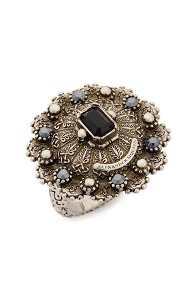Shop Alexander Mcqueen Jeweled Ring In Silver