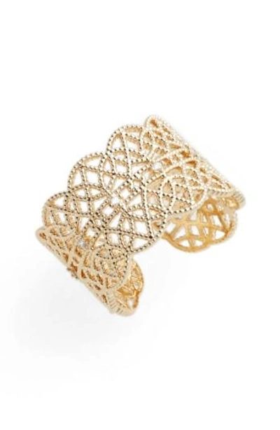 Shop Jules Smith Pave Lace Cuff Ring In Yellow Gold