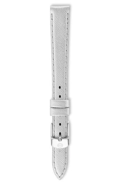 Shop Michele 12mm Metallic Leather Watch Strap In Metallic C