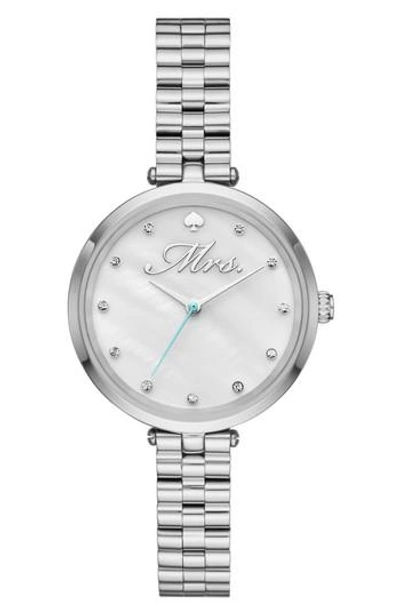 Shop Kate Spade Holland Mrs. Bracelet Watch, 34mm In Silver/ Mop/ Silver