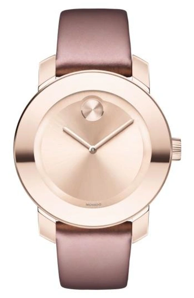 Shop Movado Bold Leather Strap Watch, 36mm In Pink/ Rose Gold