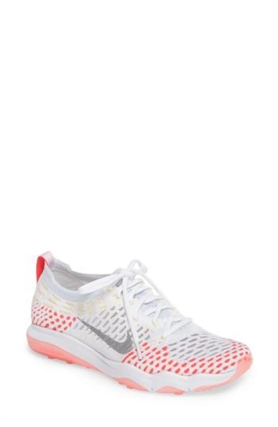 Shop Nike Air Zoom Fearless Flyknit Training Shoe In White/ Wolf Grey/ Pink/ Melon