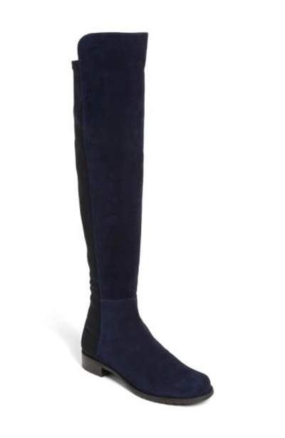 Shop Stuart Weitzman 5050 Over The Knee Leather Boot In Nice Blue Suede