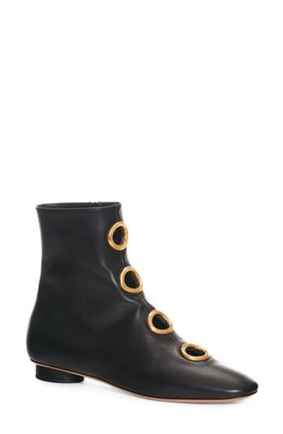 Shop Valentino Grommet Boot In Black Leather