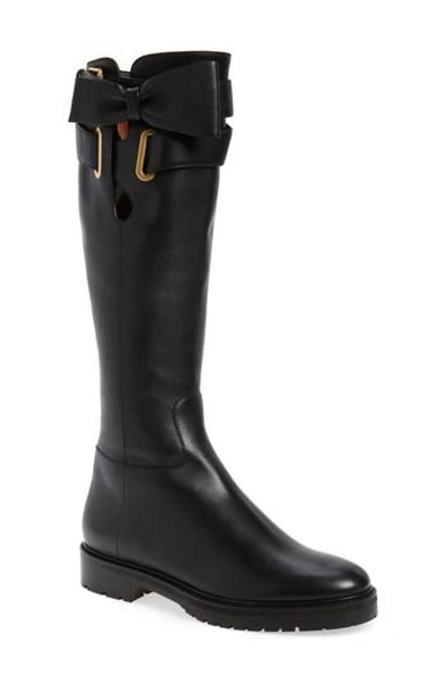 Shop Valentino Bowrap Knee-high Boot In Black