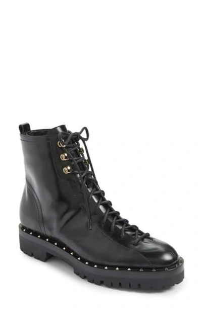 Shop Valentino Rockstud Combat Boot In Black Leather