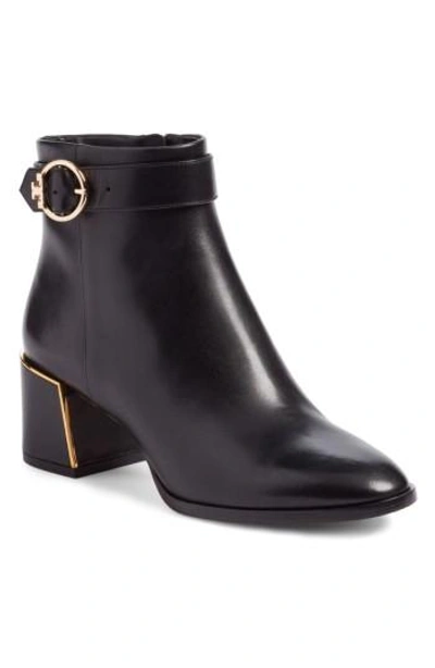 Shop Tory Burch Sofia Buckle Strap Bootie In Black