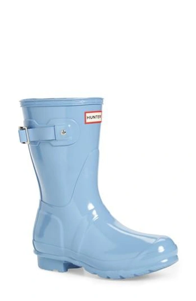 Shop Hunter 'original Short' Gloss Rain Boot In Pale Blue