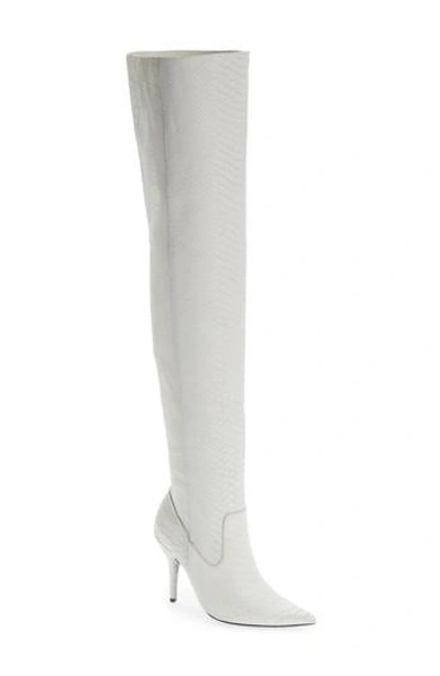 Shop Jeffrey Campbell Galactic Thigh High Boot In White Matte Snake