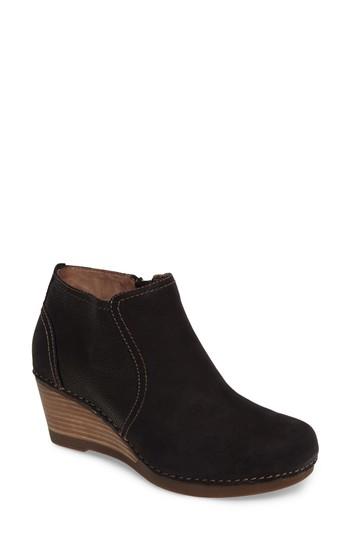dansko susan nubuck leather wedge bootie