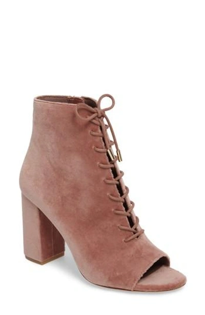 Shop Joie Lakia Open Toe Velvet Bootie In Light Mauve