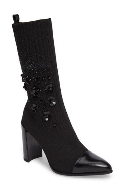 Shop Stuart Weitzman Sockhop Embellished Boot In Black Sock