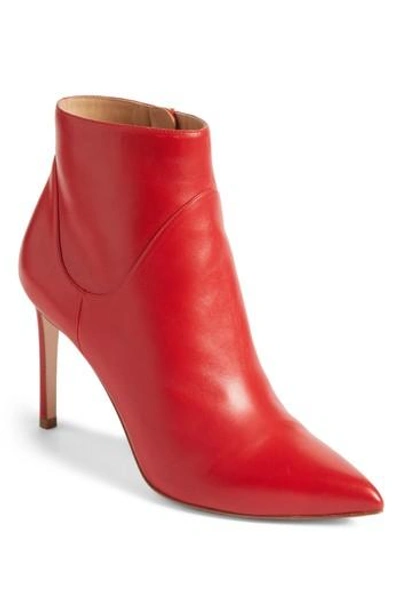 Shop Francesco Russo Pointy Toe Bootie In Red Leather