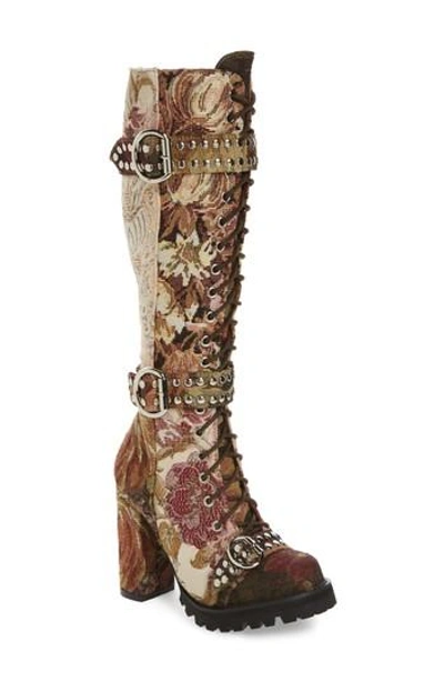 Shop Jeffrey Campbell Lilith Tall Boot In Beige-pink-floral